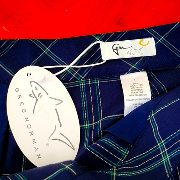 ⛳️👩GOLF SHORTS GREG NORMAN WOMEN'S NAVY/YELLOW w-GREEN PIN STRIPE, PLAID NWT - Picture 5 of 10